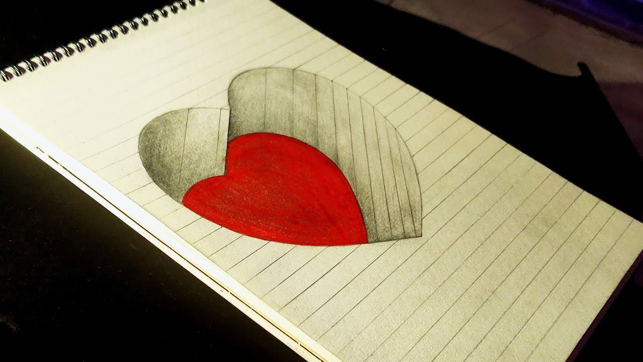 How To Draw 3d Heart/3d Heart Drawing Easy Step By Step - YouTube