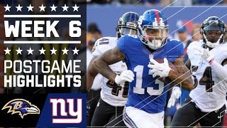 Ravens vs. Giants | NFL Week 6 Game Highlights