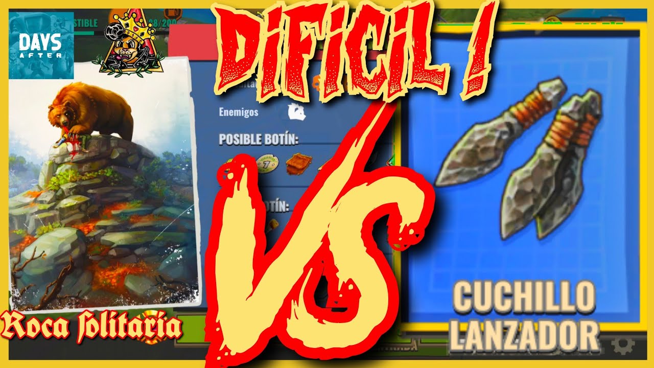 🧟 DAYS AFTER SURVIVAL /DIFICIL ROCA SOLITARIA SOLO CON CUCHILLOS LANZADORES / TUTORIAL DEL JEFE