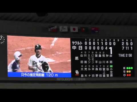 14/04/09 堂上直倫選手、小笠原道大選手、第1号ホームラン