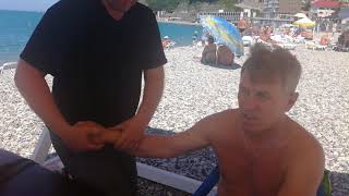 картинка: Массаж на пляже  пансионата ИМПУЛЬС Туапсе