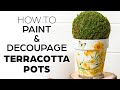 DIY Flower Pot Painting and Decoupage Tutorial