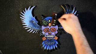 KATROULink inking sugar skull owl color carving