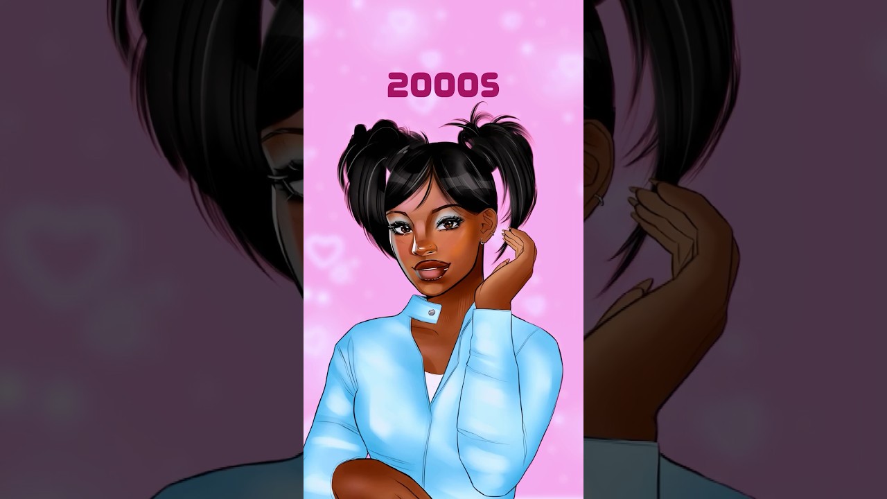 Using Digital Brushes To Draw 100 Years Of Black Hairstyles #digitalart #shorts #hairstyles