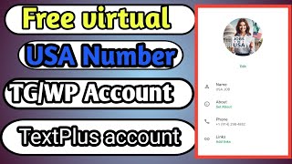 Free virtual USA phone number for Teligram WhatsApp account #textplus account ,2026