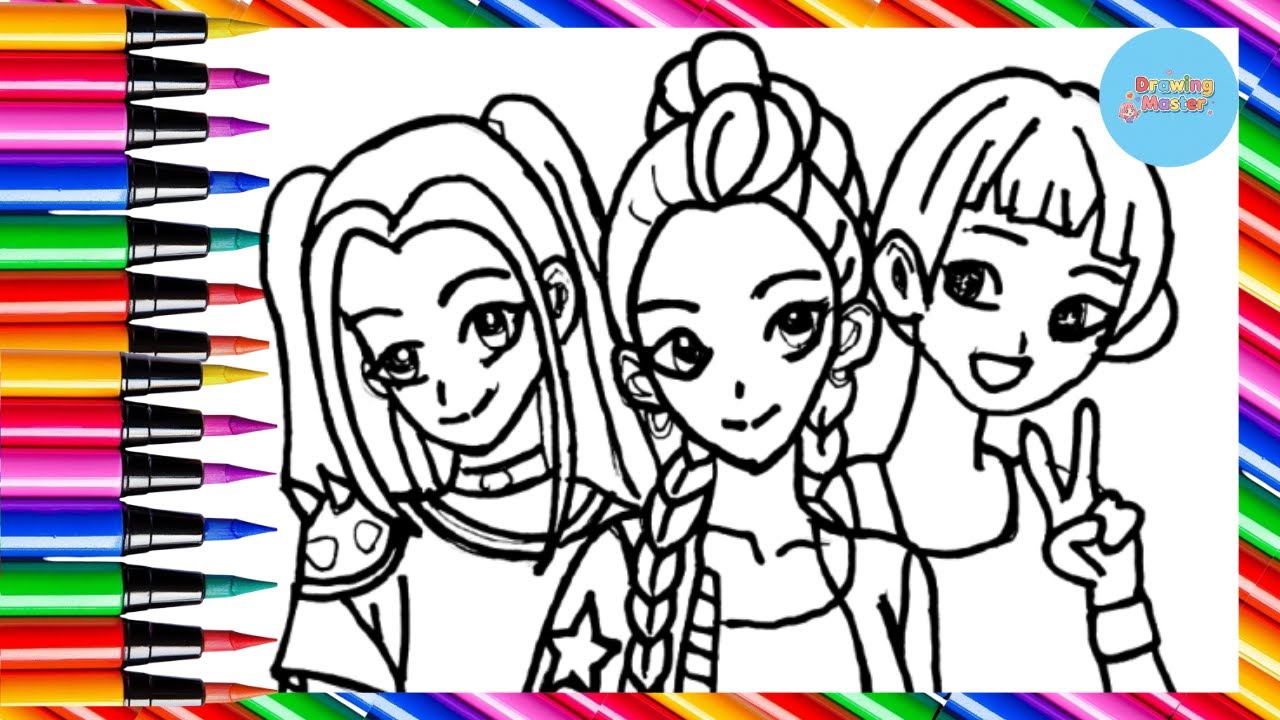 Easy Drawing HUNTRIX Rumi, Mira, and Zoey from K POP Demon Hunters 👩🎤 👹 ...