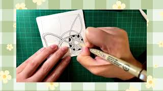 Zentangle Basic Lesson 3 Part A_ String Theory｜ #pokeleaf #pokeroot #flux #zinger #creascentmoon