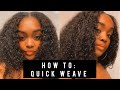 MIDDLE PART QUICK WEAVE TUTORIAL w/ INDIAN CURLY HAIR| HOW TO DO A QUICK WEAVE