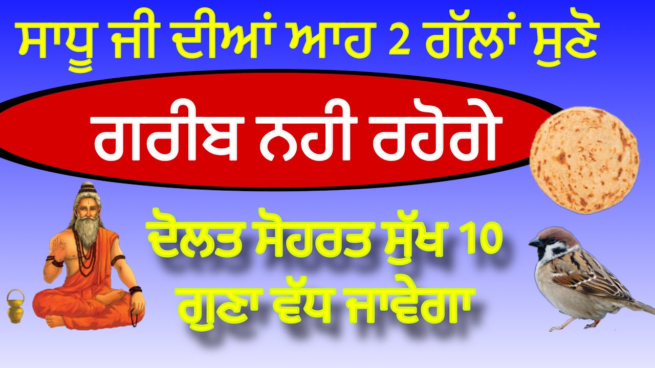 ਸਾਧੂ ਜੀ ਦੀਆਂ ਆਹ 2 ਗੱਲਾਂ ਸਮਝੋ ਕਦੇ ਗਰੀਬ ਨਹੀ ਰਹੋਗੇ ਦੋਲਤ ਸ਼ੋਹਰਤ ਸੁੱਖ ਦਸ ਗੁਣਾ ਵੱਧ ਜਾਵੇਗਾ 🙏