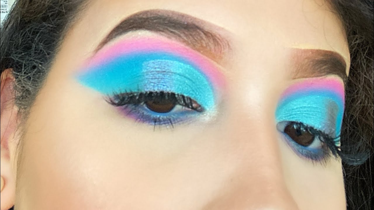 makeup with colors[blue and pink] YouTube