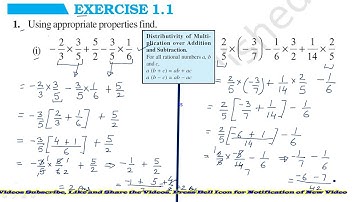 Mathematics 8th Class Chapter  01 Exercise 1.1 Rational Numbers Part 01 NCERT CBSE HBSE SCERT Books