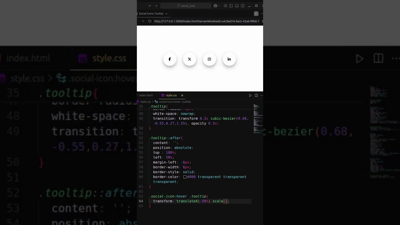  Bouncy Tooltip Social Media Icons HTML CSS Animation Html Css Htmlcss Hovereffect