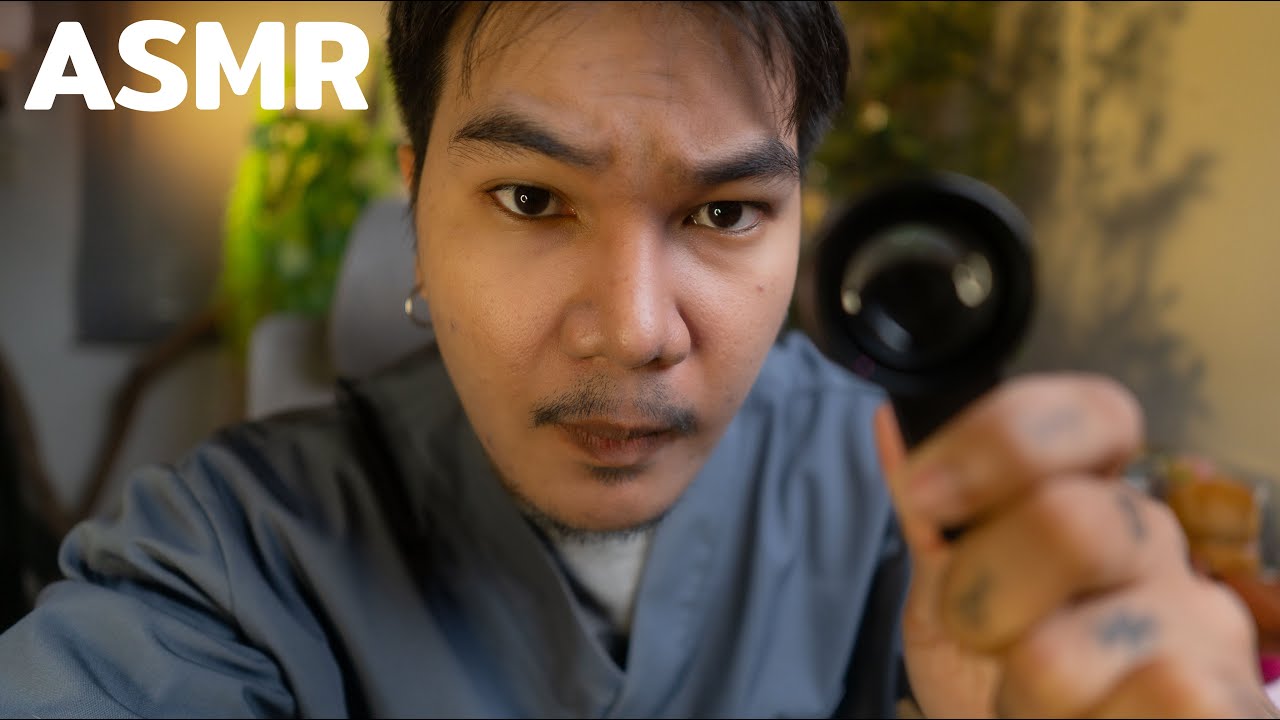 ASMR Roleplay Eye Doctor with Raining Sounds ตาเบลอๆ ต้องรักษาแล้วหละ