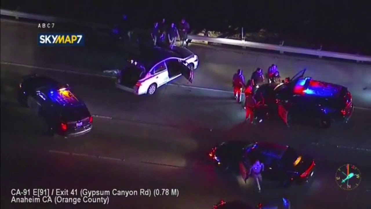 California Highway Patrol Chase stolen vehicle crash caught in 2 angles ...