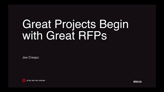 Great Projects Begin With Great RFPs