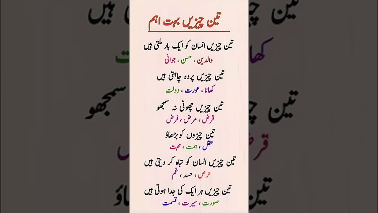 3 Most Important Things in Life | Powerful Urdu Quotes Explained  