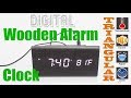 wooden alarm clock I morden degital led I time &amp; alarm setup with sound activation I