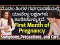 First month of pregnancy  symptoms precautions and care