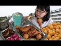 30대 복학생의 급식먹방🏫 | 오늘 메뉴는 치킨 주먹밥 치즈볼! Korean School lunch Mukbang