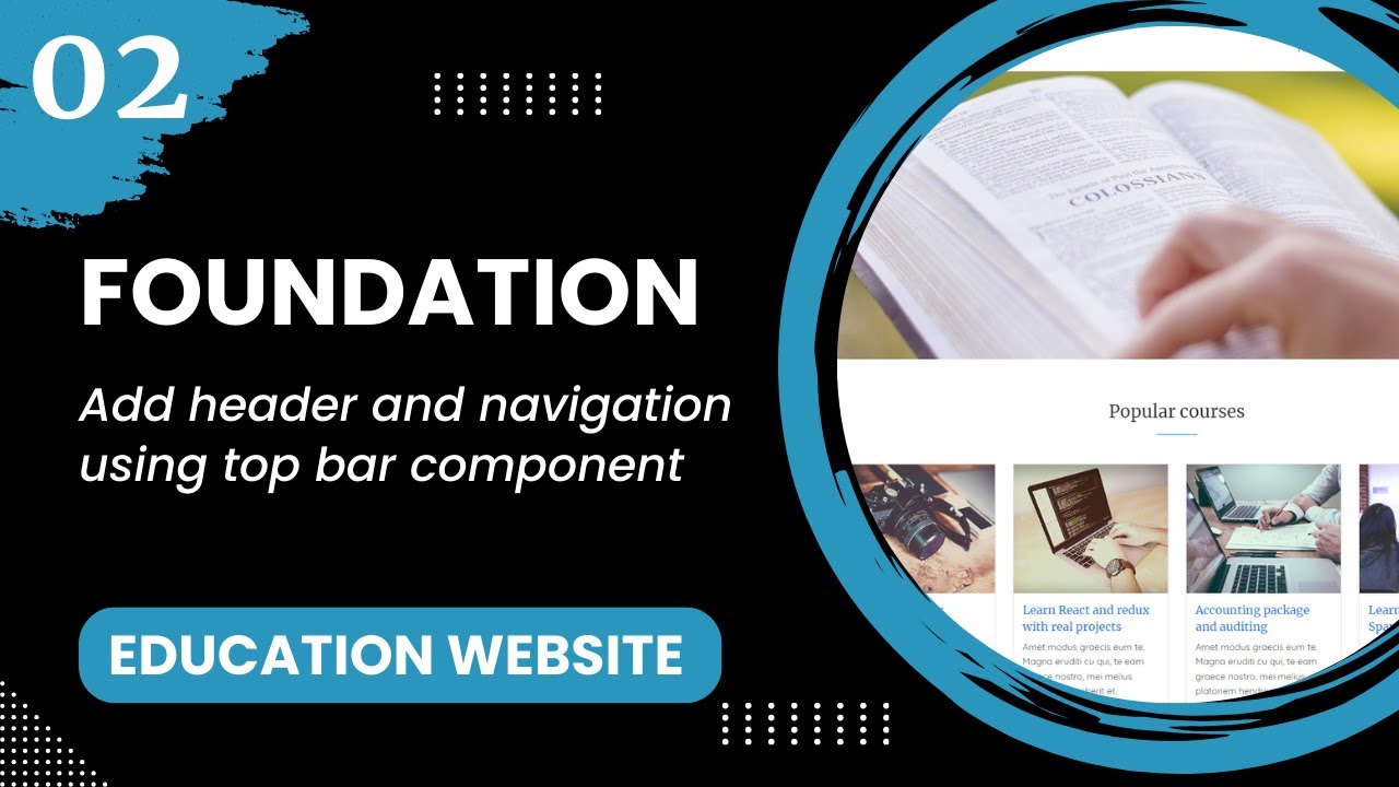 Foundation #2 - Add header and navigation using top bar component - YouTube