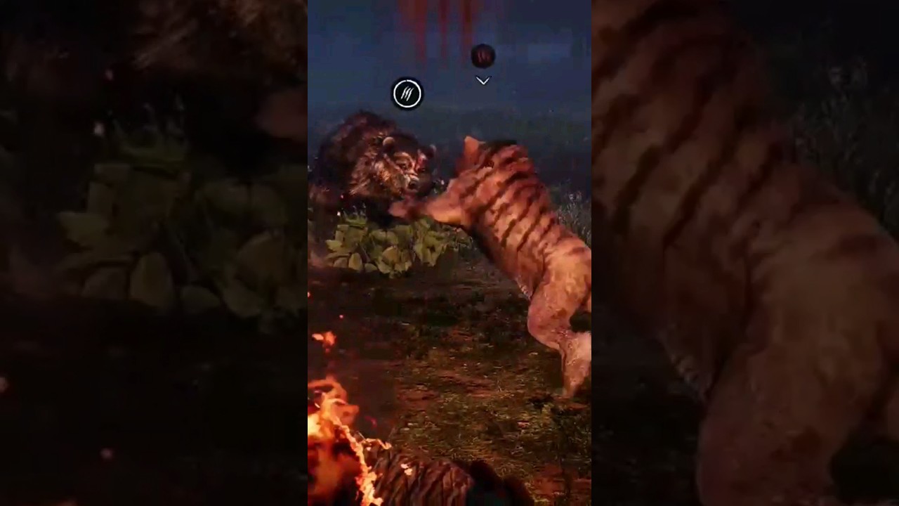 Far Cry Primal: Great Scar Bear vs BloodFang Sabertooth PVP 