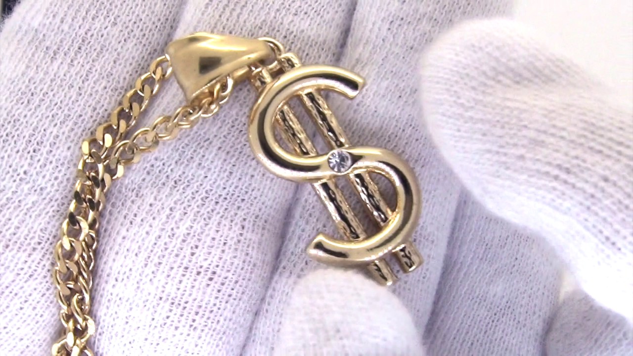 Gold Dollar Sign Pendant | Bling Hip Hop Jewelry | Cuban Chain - YouTube