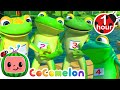 Five Little Speckled Frogs | Frogs Swimming Challenge | CoComelon Nursery Rhymes & Kids Songs