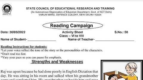 english worksheet 58 class 6 to 8 | class 6,7,8 reading campaign activity sheet 58 || 30 March 2022