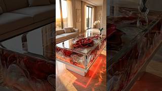 I built a luxury red marble resin table with flowers 🌹✨ #shorts #resinart #flowers