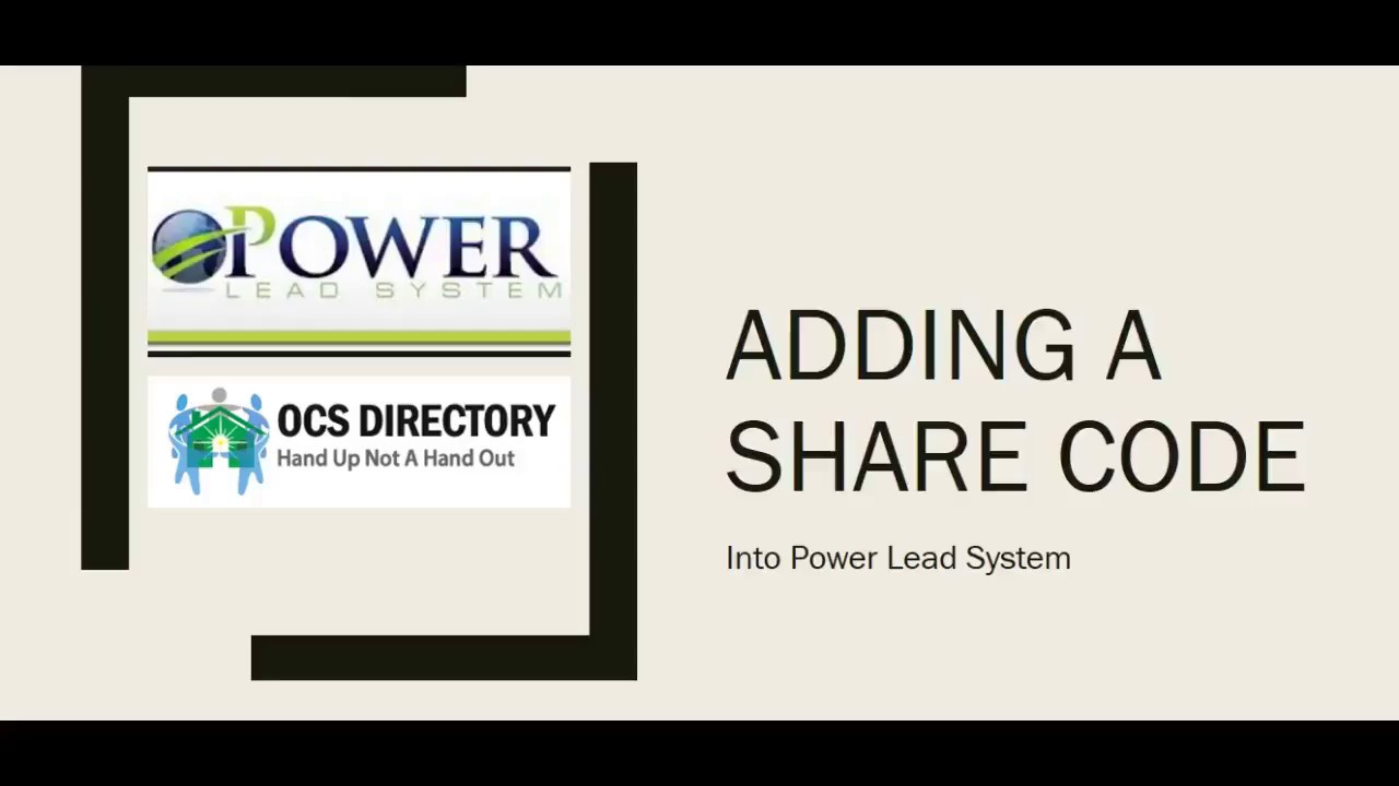 How to Add a Share Code in Power Lead System
