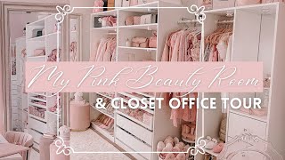 All Pink Beauty Room Tour \& Closet\/Office - 2021