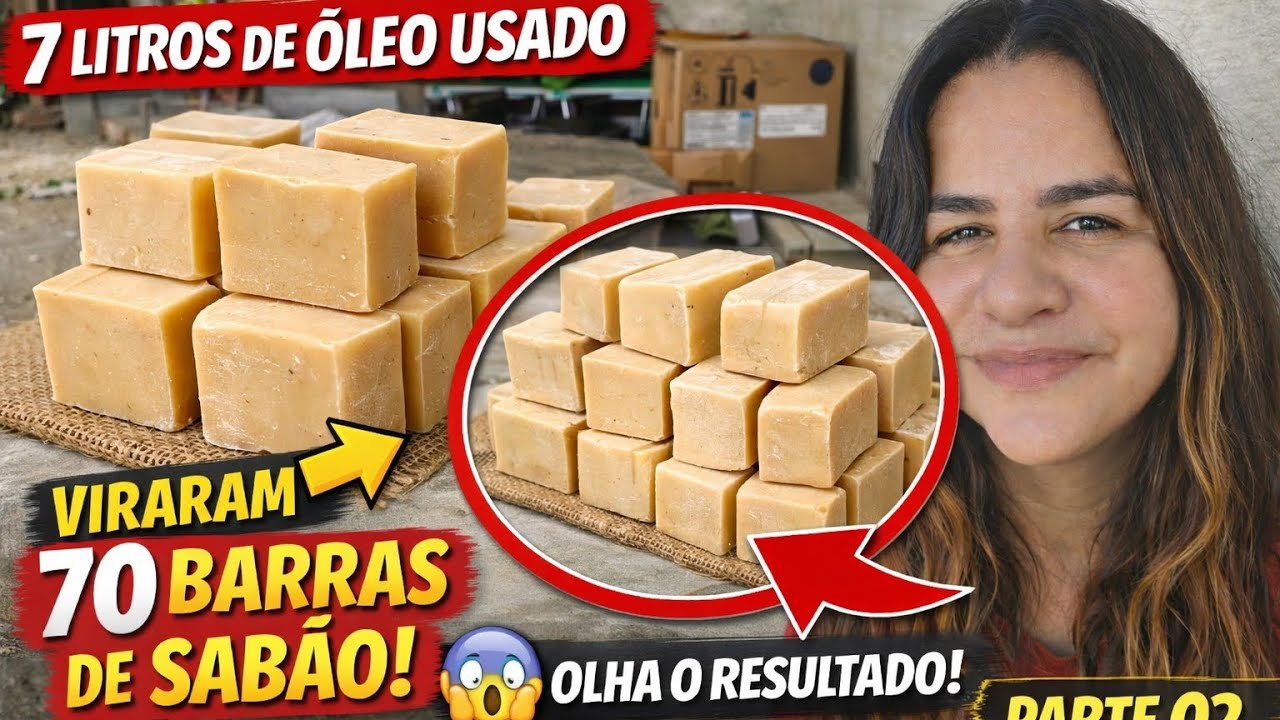 7 Litros de óleo usado rendeu 70 Barras de sabão - 02 Parte