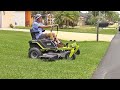 Ryobi electric 54" zero turn mower ZT540e first mowing - Very cool!