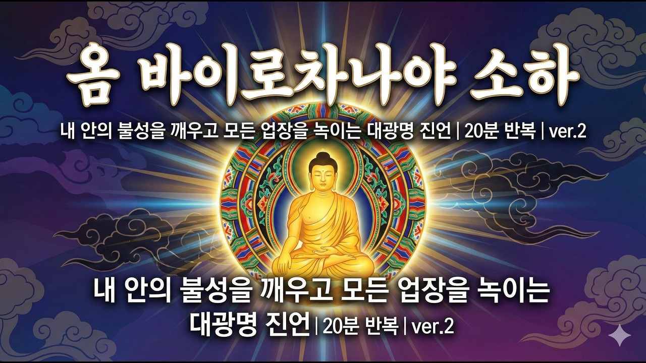옴 바이로차나야 소하 | 비로자나불 대광명 진언 | 20분 반복 명상·치유 ver2