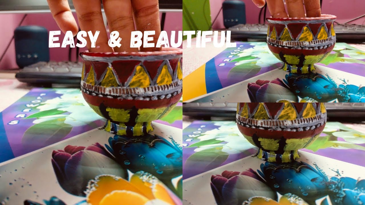 🌿 How To Make  Colourfull Soil Cup Design | Easy Art & Craft For Beginners | Trending Idea 2025