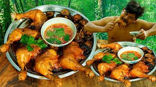 BBQ Coconut Chicken Recipe | Steam Chicken Legs Green Coconut With Hot Sauce Eating So Juicy.