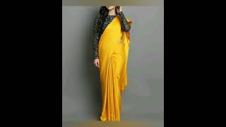 Plain satin saree with designer blouse  || Satin saree designs and How to style satin saree tip screenshot 5