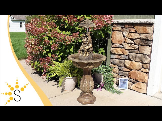 Sunnydaze Lovers Umbrella Solar Water Fountain with Battery