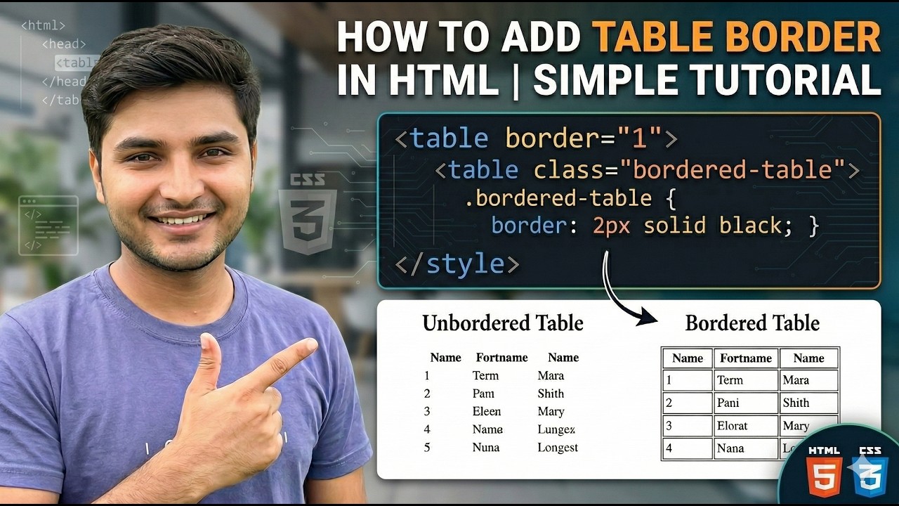 Table Border in HTML Explained for Beginners - YouTube