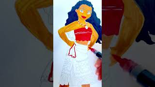 Coloring Moana with bright tropical colors Watch the magic