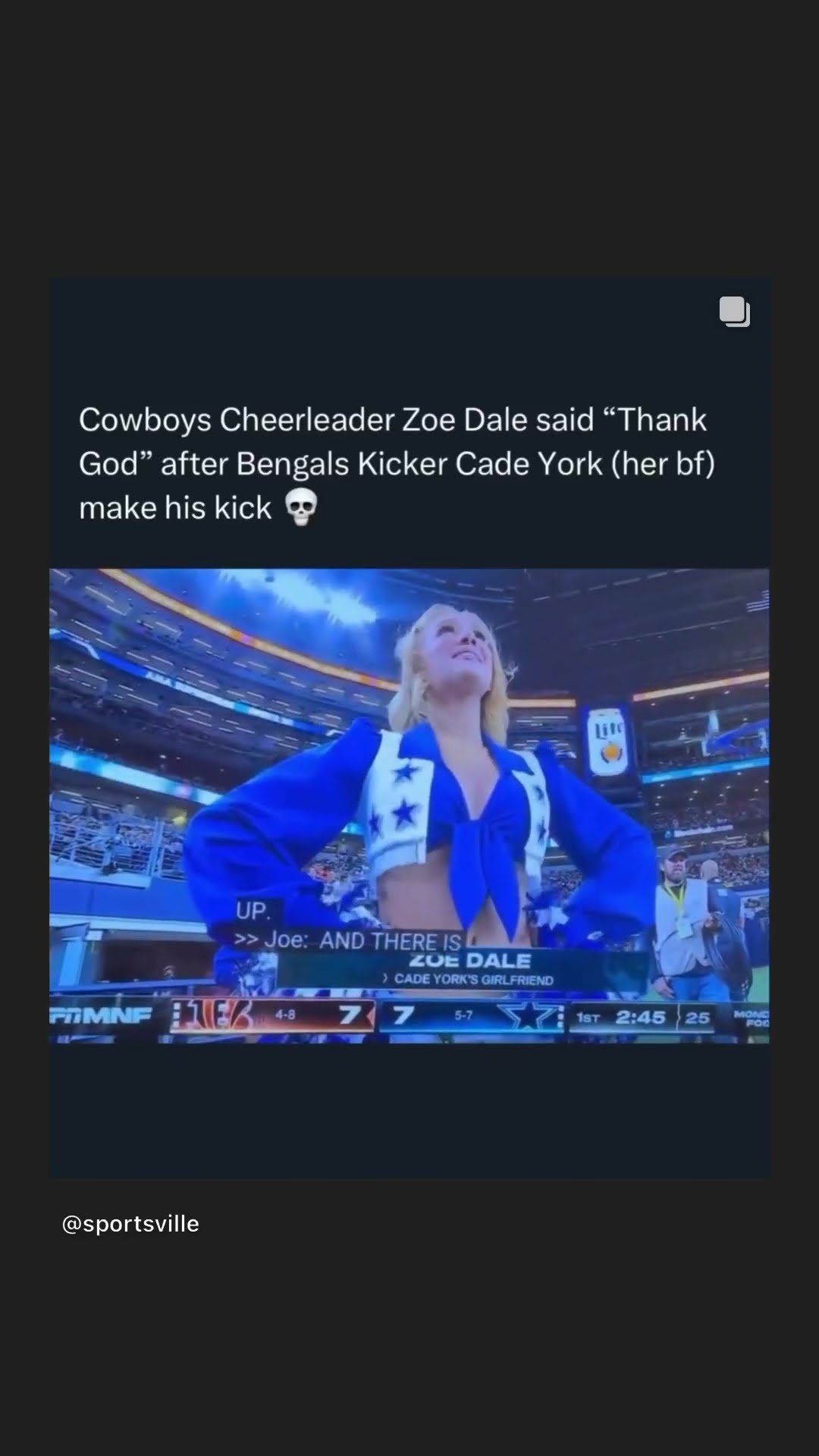 She was happy he made the field goal #hoodnews #dallascowboys #cheerleader #Dallas