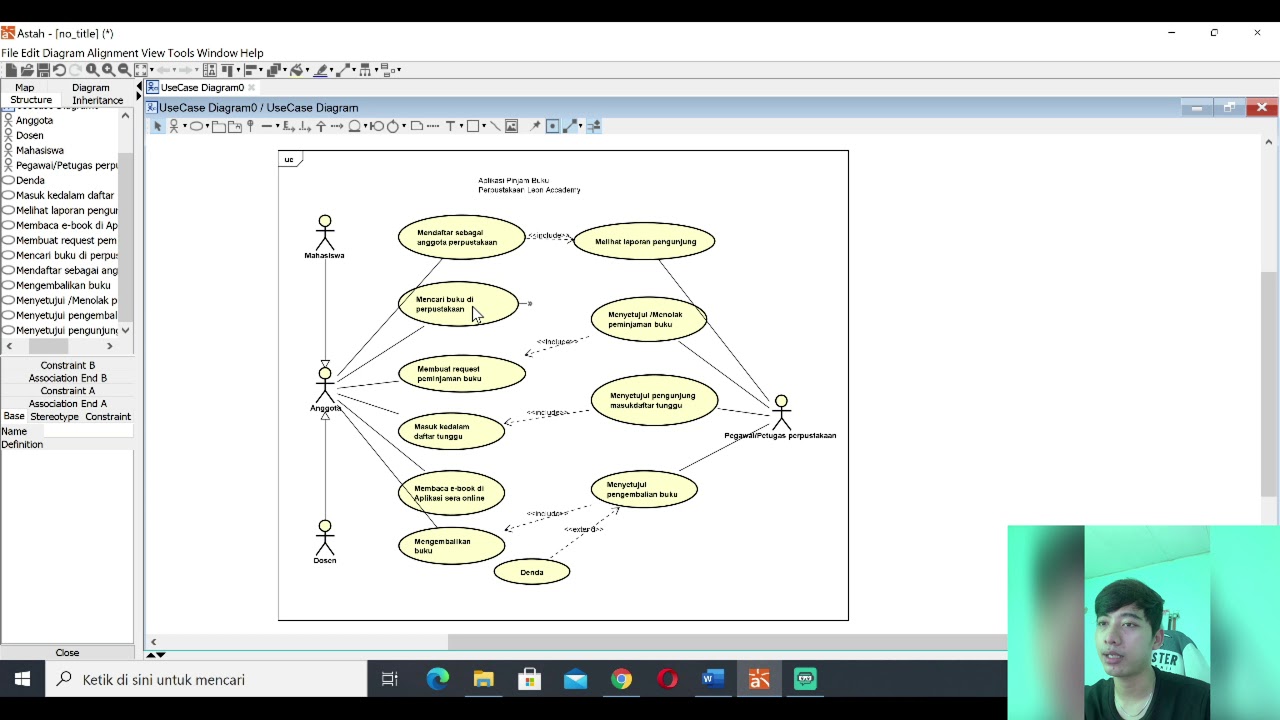 Pembahasan Use Case Diagram System Perpustakaan - YouTube