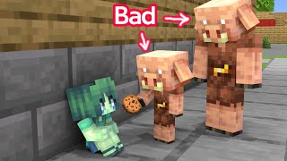 Monster School : Bad Piglin and Poor Baby Zombie Girl - Sad Story - Minecraft Animation