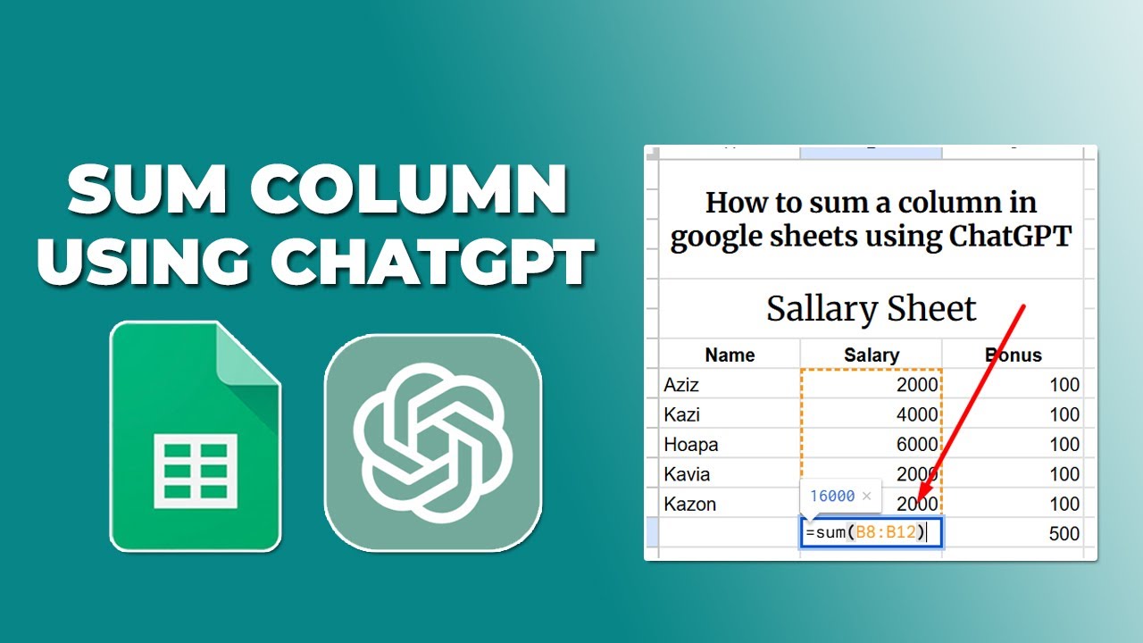 How to sum a column in google sheets using ChatGPT - YouTube
