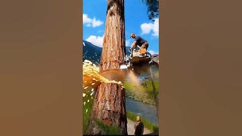 Wait 😯 Man Hanging on JCB Cutting Giant Tree by the River 🚜🌳#shorts #woodcutting #jcb #viral #wood