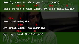 GEORGE HARRISON - My Sweet Lord - Guitar Backing Track With Chords And Lyrics [Em]