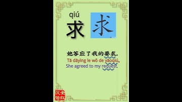 Chinese character video card.             求, Learn Chinese.