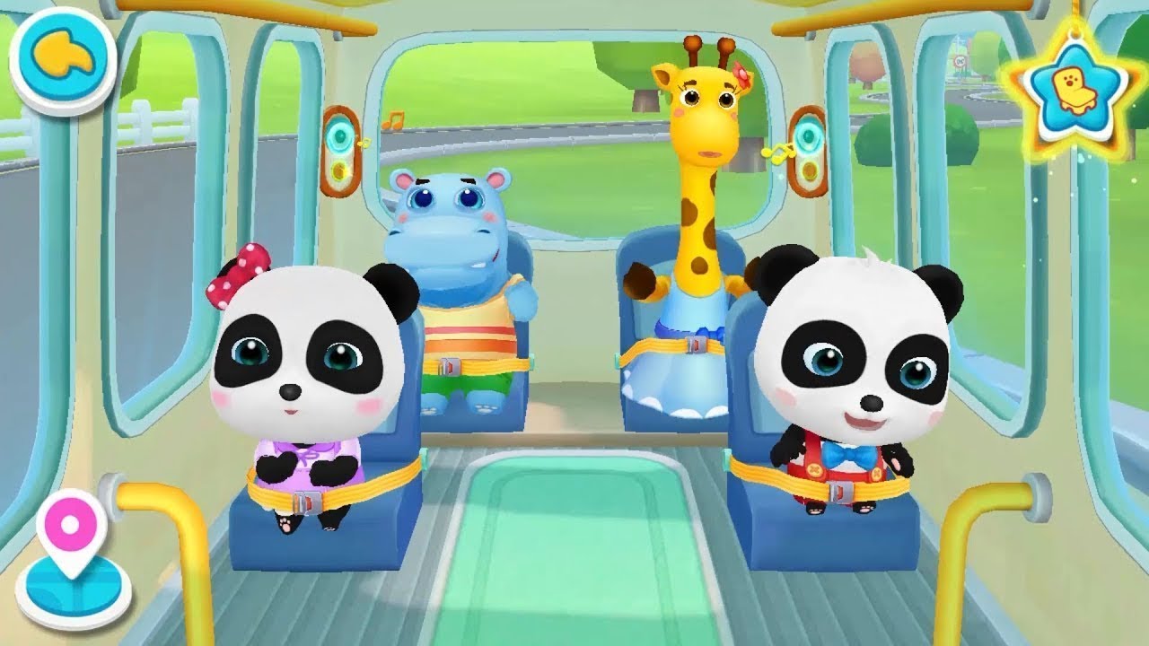 Pequeño autobús escolar de Panda Ir de compras Videos para niños