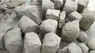 Yellow sand mix charcoal dry and water crumbling