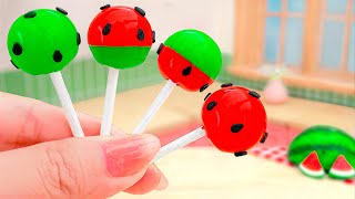 Tiny Watermelon Lollipop 🍡 Tasty Miniature Fruits Lollipop Candy Recipe - 수박 롤리팝 Bella Mini Cooking